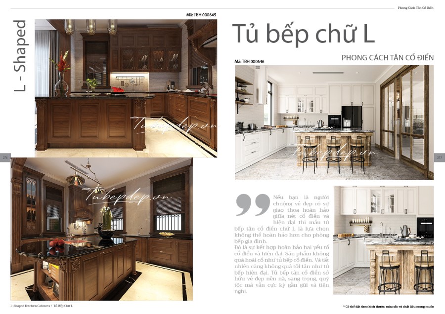 Thiết kế phòng bếp biệt thự tân cổ điển